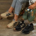 Women's Lightweight Running Sneakers - Casual Dad Shoes With Lace-up Closure Versatile Flat Sole Breathable Fabric & Faux Cover Upper