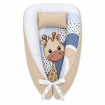 Beige Blue Dotty Rainbow Giraffe Baby Nest Pod Newborn Lounger
