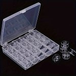 Plastic Sewing Machine Bobbin Case Organizer Transparent Sewing Accessory Storage Box With 25 Compartments - Durable Empty Bobbi