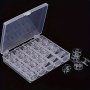 Plastic Sewing Machine Bobbin Case Organizer Transparent Sewing Accessory Storage Box With 25 Compartments - Durable Empty Bobbin Holder For Household Sewing Tools (1PC Without Cores)