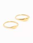 Waterproof Gold Plated Stainless Steel Dainty Signet Rings 2-PACK - M l