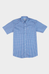 Check Short Sleeve Shirt - Blue - 3XL Checkered