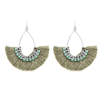 Hanging Olive Green Tassel Earrings