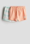 2-PACK Sweatshirt Shorts - Peach Striped