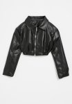 PoP Candy Cropped Faux Leather Jacket-black