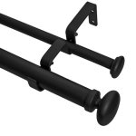 Meriville 1-INCH Diameter Prima Telescoping Double Window Treatment Curtain Rod 84-INCH To 120-INCH Black