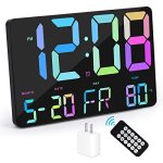 Amgico Digital Alarm Clock With Snooze Temperature Auto Dimming 11.5" Large Display Calendar Desk wall Clock For Bedroom Living