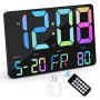 Amgico Digital Alarm Clock With Snooze Temperature Auto Dimming 11.5" Large Display Calendar Desk/wall Clock For Bedroom Living Room Office Hom