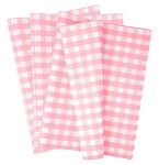 Munilail 100 Sheets Gingham Tissue Paper 14 X 20 Inches Pink And White Checkered Tissue Paper For Gift Bags Bulk Wrapping Papers