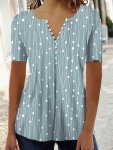 Graphic Print Button Front Blouse Casual Short Sleeve Comfy Blouse Women's Clothing
