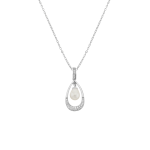 Sterling Silver Freshwater Pearl & Cubic Zirconia Encrusted Pendant