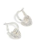 Silver Diamante Pav Heart Huggie Earrings