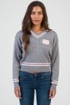 Sissy Boy Womens V-neck Cable Knit Jersey In Grey - Grey XL