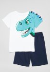 PoP Candy Printed Tee & Shorts Set - White & Navy