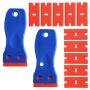 2 X Plastic Razor Blade Scrapers And 10 Extra Blades