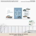Canvas Light Blue Classic Vintage Car