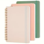 Joyberg 3-PACK Aesthetic Spiral Notebooks With Elastic Closure - 12.7X17.78 Cm 70 Sheets Paper Cover Journals Water-resistant No