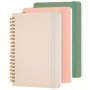 Joyberg 3-PACK Aesthetic Spiral Notebooks With Elastic Closure - 12.7X17.78 Cm 70 Sheets Paper Cover Journals Water-resistant Note Taking Notebooks With Round Corners & Double Spiral Binding