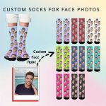 Personalized Novelty Mid-calf Crew Footwear With Custom Portrait Design Polyester 100% Breathable Comfort Fit Anti-bacterial Per