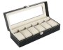 6 Slot Pu Leather Watch Box Display Case Jewelry Organizer With Glass Top