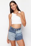 Color Block Denim Shorts & Bermuda - Blue