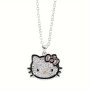 1pc Cute Hello Cat Crystal Rhinestone Pendant Necklace Cartoon Metal Jewelry Vacation Style Accessory