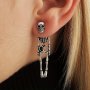 1PAIR Girl's Halloween Silvery Skeleton Design Dangle Earrings Retro Goth Style Alloy Jewelry Ghost Festival Ornaments Ideal Choice For Gifts