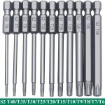 11 12 Pcs Torx Security Bit Set S2 Steel Magnetic Security Screwdriver Set 50 100MM Star Screwdriver Set For Shark Vacuum T6-T40