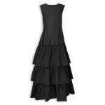 Black Taffeta Layered Maxi Dress