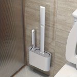 Complete Bathroom Cleaning Kit: Silicone-headed Toilet Brush Set With Ergonomic Long Handle - Non-stick Easy-clean Design For Ef