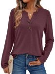 Automet Long Sleeve Shirts For Women Blouses 2026 Spring Fashion Summer Tops Plus Size Dressy Casual Tops Trendy Henley Cute T S