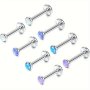 1PCS 316L Stainless Steel Piercing Stud Flat Back Cartilage Earrings Nose Rings Studs For Women Created-opal Lip Helix Conch Labret Monroe Medusa Piercing Jewelry