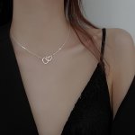 Elegant Double Heart Pendant Necklace For Women Classic Heart Design In Golden Or Silver Everyday Wear & Party Accessory Perfect