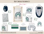 Cot Duvet Bedding Navy Emerald Rainbow Set