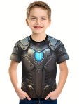 Mechanical Armor 3D Print T-Shirt Tees For Boys Casual Short Sleeve T-Shirt For Summer Spring Fall