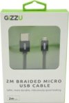 Gizzu 2m Micro USB Braided Cable in Black