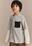Long-sleeved Pocket-detail T-Shirt - Grey