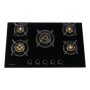 90CM Black Glass Gas Hob With 5 Brass Burners