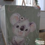 Fleece Blanket Eucalyptus Koala With Flowers