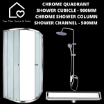 Chrome Quadrant Shower With Chrome Column + Channel - 500MM