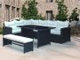 Bahamas Corner Lounge Patio Set - Black With Beige Cushions