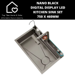 Nano Black Digital Display LED Smart Kitchen Sink Set - 750 X 460MM