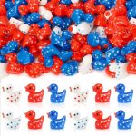 Dtofoot 80PCS Patriotic MINI Ducks Red White And Blue Ducks 4TH Of July Tiny Ducks Ornaments MINI Resin Ducks Figurines Independ