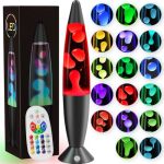 Soarling 17 Colors LED Liquid Motion Lamps 13.5 Inch Color Changing Lamp Black Small Relax Night Light For Adults Kids Teens Sen
