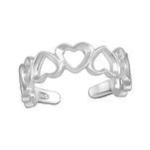 C1098-C34956 - 925 Sterling Silver Hearts TOE RING Adjustable Size