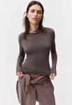 Long-sleeved Microfibre Top - Beige