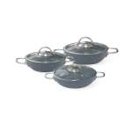 6 Piece Egg Pan Set Grey Silver Handle