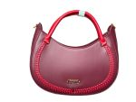 Whipstitch Crescent Hobo Bag- Maroon
