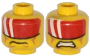 Parts Minifigure Head Dual Sided Red Visor With 2 White Bands Cheek Lines Mouth Closed / Clenched Teeth Pattern - Hollow Stud 3626CPB1149
