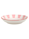 Pink And White Striped Ceramic Bowl - None Pink